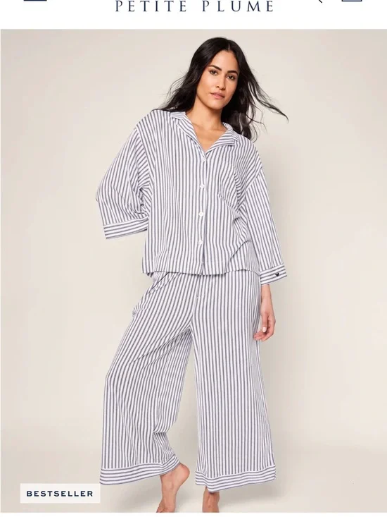 Petite Plume Olivia Wide Leg Pima Cotton Pajamas - Picture 1 of 7